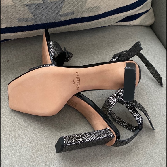 Alexandre Birman clarita 85 square pilar metallic Graphite/black 39.5 NWB - Picture 10 of 10